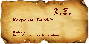 Korponay Bandó névjegykártya